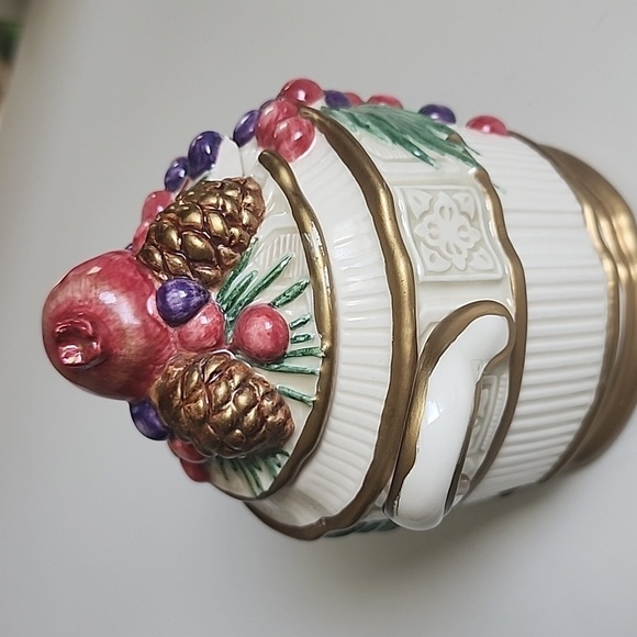 Fitz and Floyd Classics 1990 Winter Spice Christmas Sugar bowl with lid - Picture 5 of 8